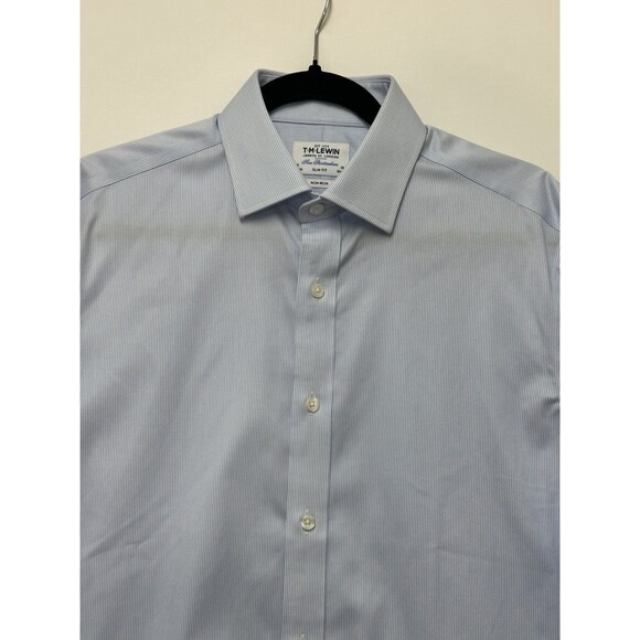TM Lewin Dress Shirt Mens 16/36 Slim Fit Striped Blue White 41cm/91cm - Picture 3 of 11